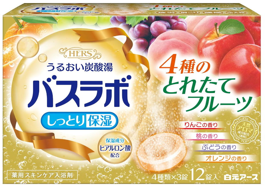 HERS 바스라보 W보습 과일 탄산 입욕제 12정