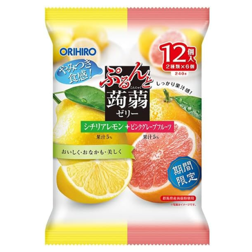 오리히로 곤약젤리 파우치 레몬 핑크자몽 12개입