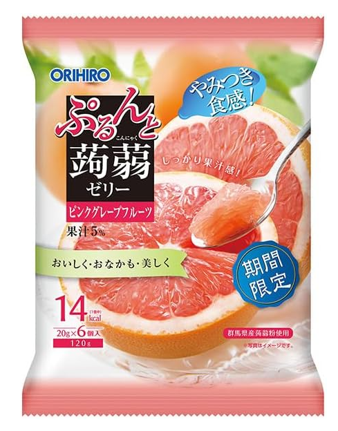 오리히로 곤약젤리 파우치 핑크 자몽 6개입
