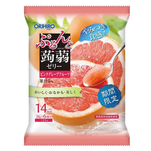 오리히로 곤약젤리 파우치 핑크 자몽 6개입